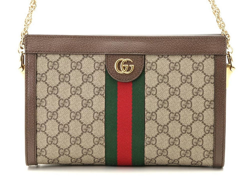 Gucci Ophidia GG Shoulder Bag Dark Brown Beige Cream